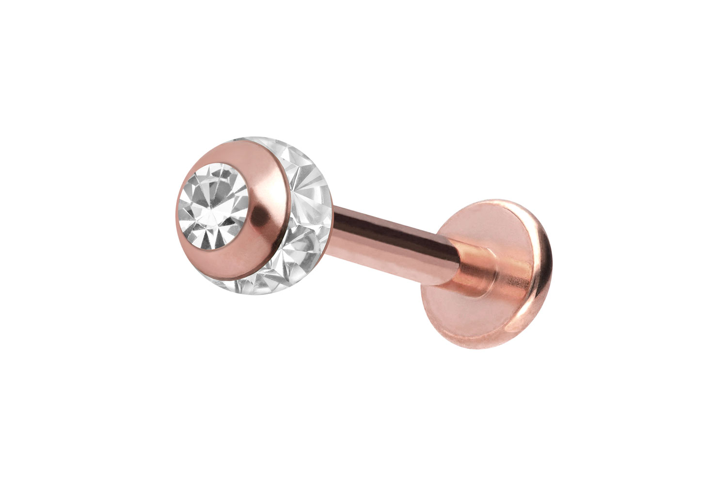 Chirurgenstahl Labret Piercing EPOXY-RING-KUGEL + KRISTALL